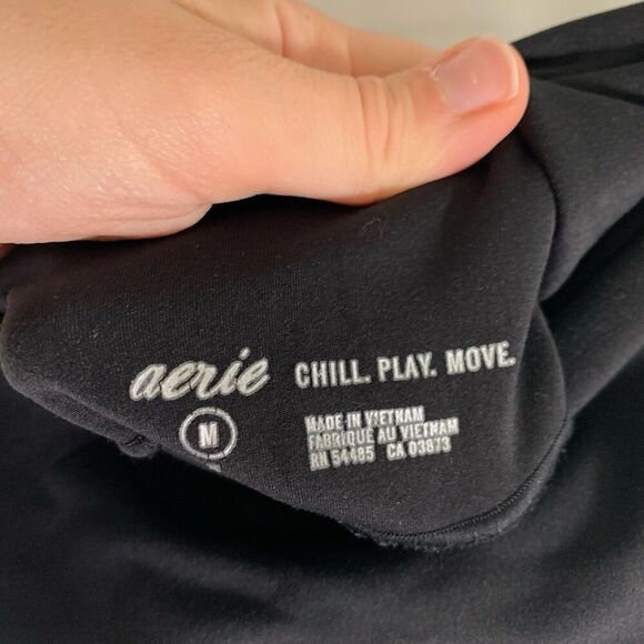 Aerie Leggings Women's Medium Solid Black Pull On Stretchy High Rise - Picture 4 of 7